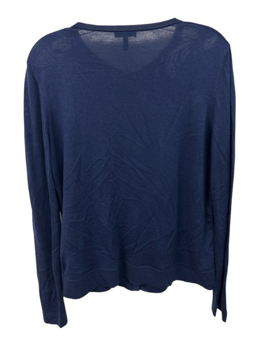 Escada Size M Navy Blue & White Wool & Silk Fabric Block Floral Cardigan Navy Blue & White / M