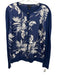 Escada Size M Navy Blue & White Wool & Silk Fabric Block Floral Cardigan Navy Blue & White / M
