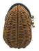 J. McLaughlin Light Blue & Tan Wicker Leather Detail Woven Swivel clasp Clutch Light Blue & Tan