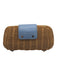 J. McLaughlin Light Blue & Tan Wicker Leather Detail Woven Swivel clasp Clutch Light Blue & Tan