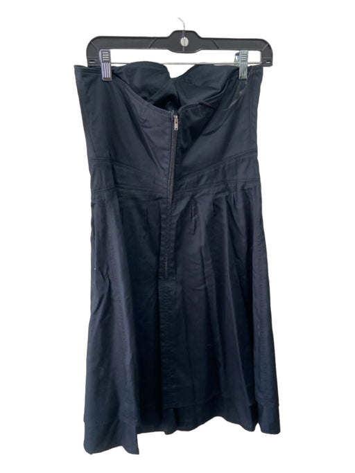 Marc Jacobs Size 12 Navy Cotton Strapless Boning Pleated Darted Dress Navy / 12