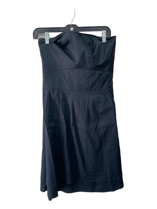 Marc Jacobs Size 12 Navy Cotton Strapless Boning Pleated Darted Dress Navy / 12