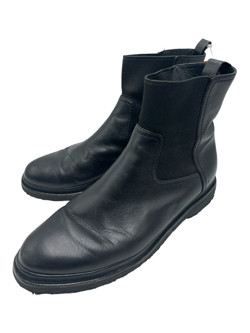 Vince Shoe Size 10 Black Leather Almond Toe Chelsea Ankle Elastic Detail Booties Black / 10