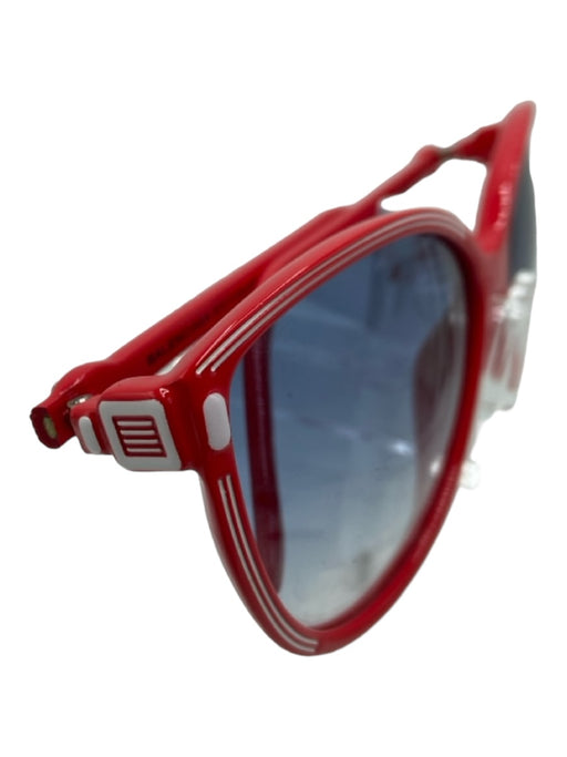 Balenciaga Red Plastic round Oversized Stripe Detail Case & Cloth Sunglasses Red