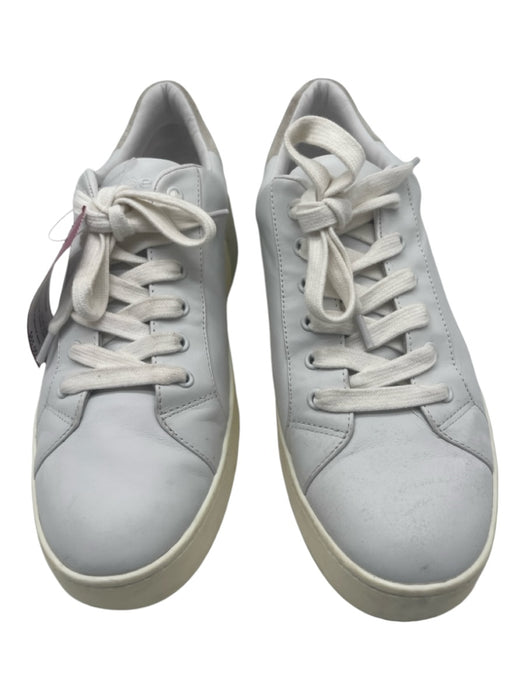 Vince Shoe Size 10 White & Gray Leather Suede Low Top Platform Sneakers White & Gray / 10