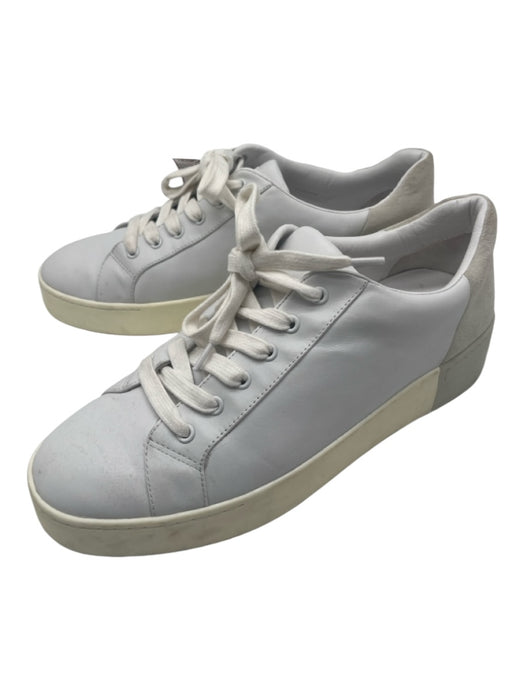 Vince Shoe Size 10 White & Gray Leather Suede Low Top Platform Sneakers White & Gray / 10