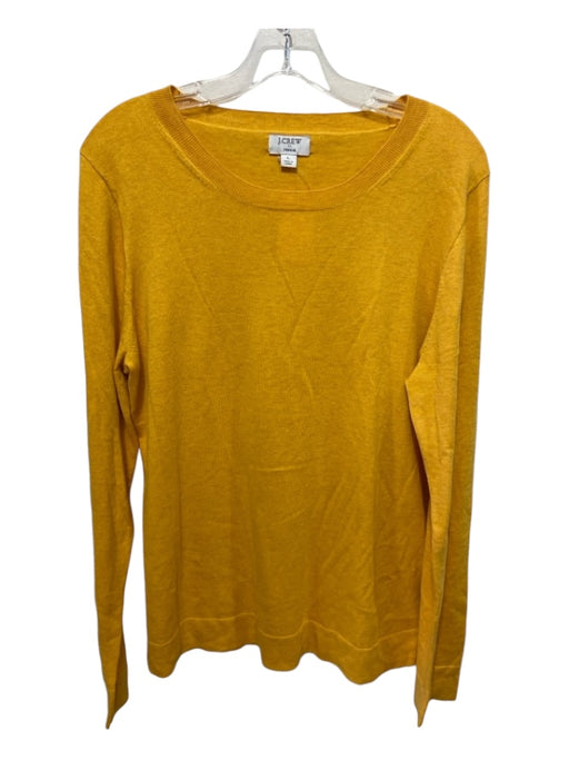 J. Crew Size L Mustard Yellow Cotton Ribbed Collar Crew Neck Long Sleeve Sweater Mustard Yellow / L