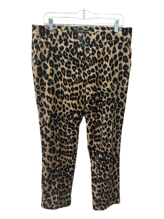 Etro Size 46 Brown & Black Cotton Blend Mid Rise Leopard Zip & Button Pants Brown & Black / 46