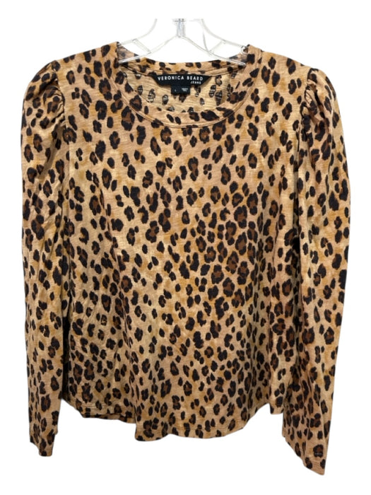 Veronica Beard Jeans Size L Brown & Black Pima Cotton Long Sleeve Leopard Top Brown & Black / L