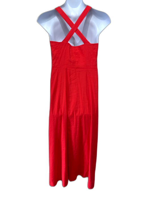 Theory Size 10 Red Linen & Lyocell Sleeveless Maxi Criss Cross Back Dress Red / 10