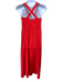 Theory Size 10 Red Linen & Lyocell Sleeveless Maxi Criss Cross Back Dress Red / 10