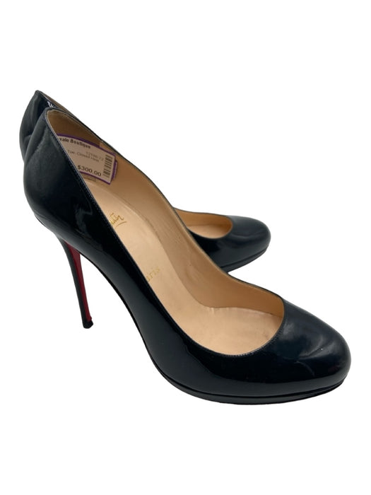 Christian Louboutin Shoe Size 40.5 Black Patent Almond Toe Closed Heel Pumps Black / 40.5