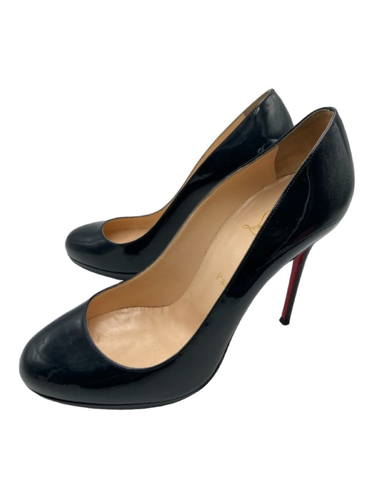 Christian Louboutin Shoe Size 40.5 Black Patent Almond Toe Closed Heel Pumps Black / 40.5