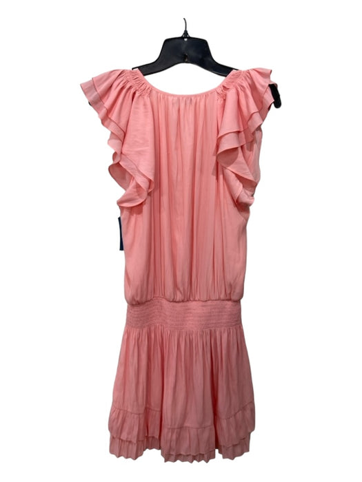 Ramy Brook Size M Light Pink Polyester Flutter Sleeves V Neck Dress Light Pink / M