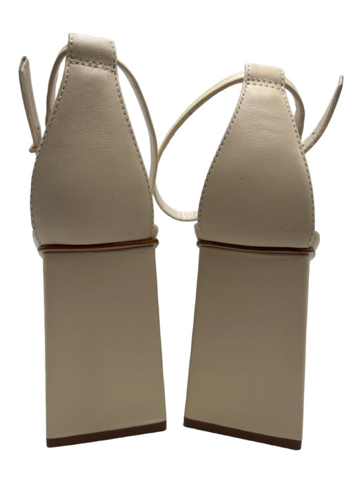 Schutz Shoe Size 9.5 Beige Leather Block Heel Square Toe PVC Toe strap Sandals Beige / 9.5