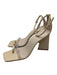 Schutz Shoe Size 9.5 Beige Leather Block Heel Square Toe PVC Toe strap Sandals Beige / 9.5