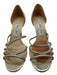 Jimmy Choo Shoe Size 37.5 Light Gold Leather Snake Print Glitter Heel Sandals Light Gold / 37.5