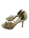 Jimmy Choo Shoe Size 37.5 Light Gold Leather Snake Print Glitter Heel Sandals Light Gold / 37.5