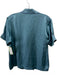 Araks Size Small Teal & Gray Silk Short Sleeve Pocket Button Up & Collar Top Teal & Gray / Small
