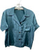 Araks Size Small Teal & Gray Silk Short Sleeve Pocket Button Up & Collar Top Teal & Gray / Small