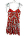Christy Lynn Size Medium Orange, Brown, Blue Cotton Spaghetti Strap Floral Dress Orange, Brown, Blue / Medium