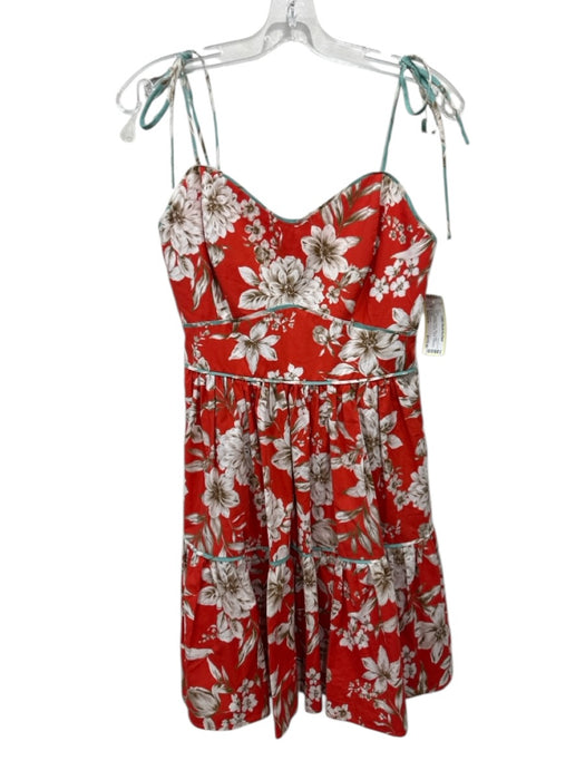 Christy Lynn Size Medium Orange, Brown, Blue Cotton Spaghetti Strap Floral Dress Orange, Brown, Blue / Medium