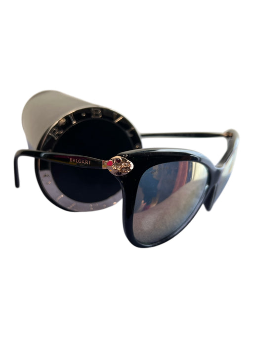 Bulgari Black & Rose Gold Metal UV Protection Cat Eye Sunglasses Black & Rose Gold