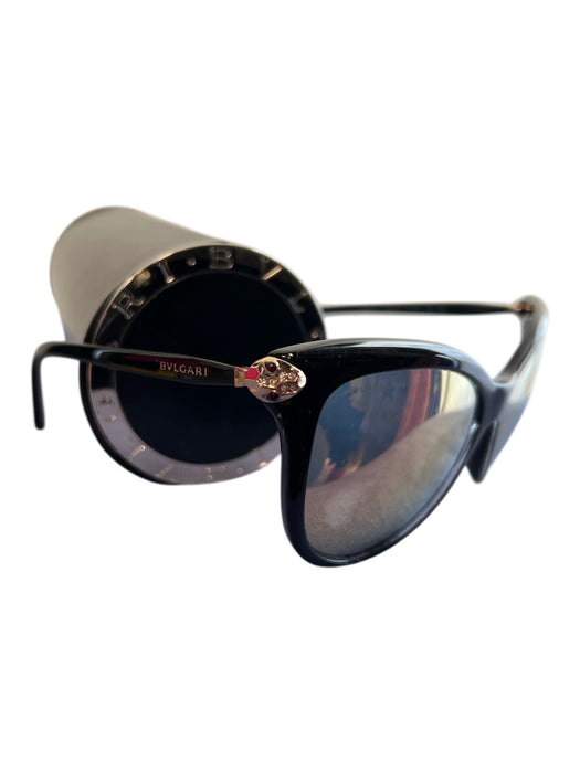 Bulgari Black & Rose Gold Metal UV Protection Cat Eye Sunglasses Black & Rose Gold