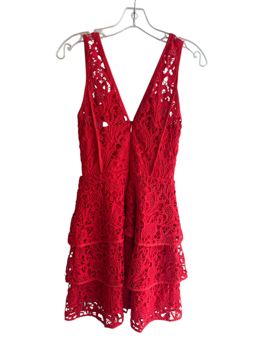 Adelyn Rae Size XS Red Polyester Sleeveless V Neck & Back Tiered Dress Red / XS