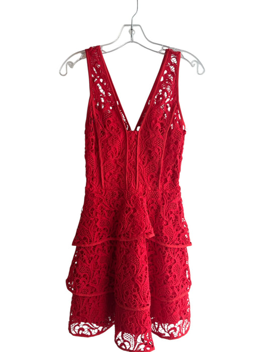 Adelyn Rae Size XS Red Polyester Sleeveless V Neck & Back Tiered Dress Red / XS