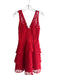 Adelyn Rae Size XS Red Polyester Sleeveless V Neck & Back Tiered Dress Red / XS