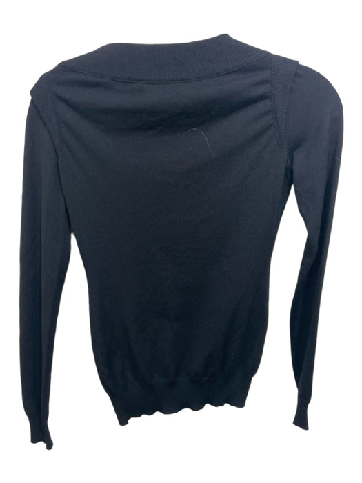 Gucci Size XS Black Wool Blend Boat Neck Long Sleeve Logo Twist Shoulder Top Black / XS