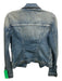 R13 Size S Med Wash Cotton Blend Collar Button Front distressed Pockets Jacket Med Wash / S
