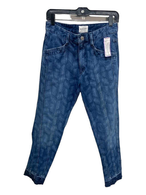 Isabel Marant Etoile Size 34 Med Wash Cotton Denim Printed Mid Rise Jeans Med Wash / 34