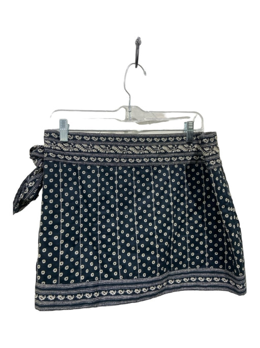 Isabel Marant Etoile Size 40 Navy & Beige Cotton Printed Wrap Above knee Skirt Navy & Beige / 40