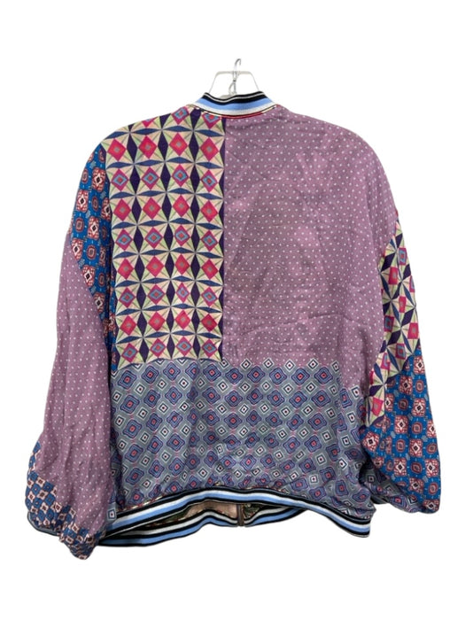 Johnny Was Size XL Blue & Multi Silk Blend Abstract & Animal Reversible Jacket Blue & Multi / XL