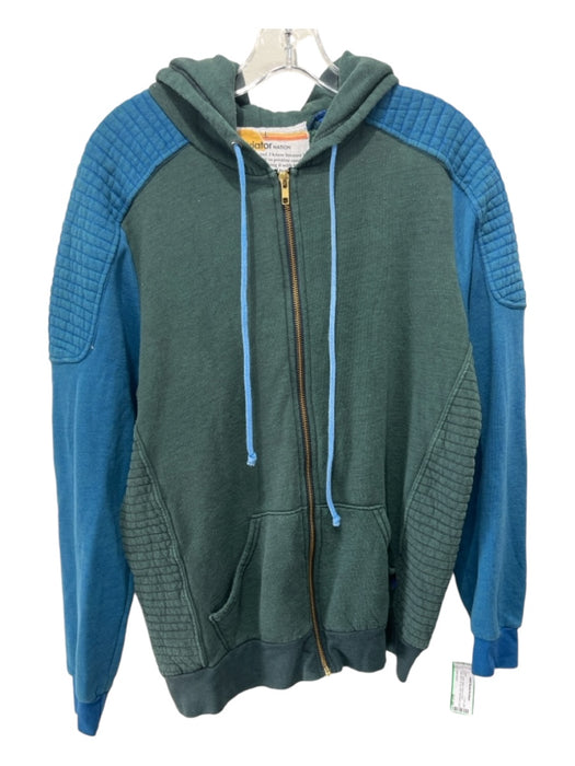 Aviator Nation Size L Green & Blue Cotton Blend Zip Up Gold Hardware Jacket Green & Blue / L