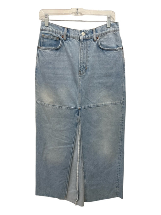 Reformation Size 27 Light Wash Cotton Denim Zip & Button 5 Pocket Maxi Skirt Light Wash / 27