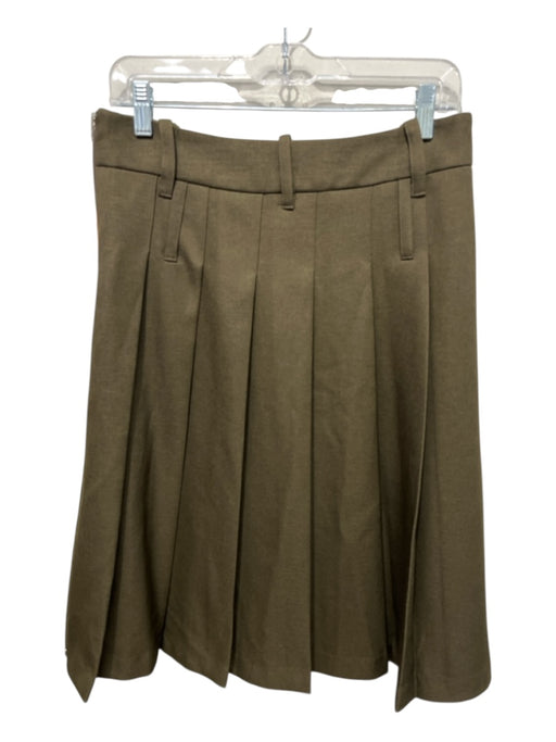 The Frankie Shop Size M/L Dark Olive Polyester Pleated Side Zip Below Knee Skirt Dark Olive / M/L