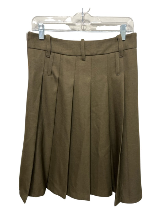 The Frankie Shop Size M/L Dark Olive Polyester Pleated Side Zip Below Knee Skirt Dark Olive / M/L
