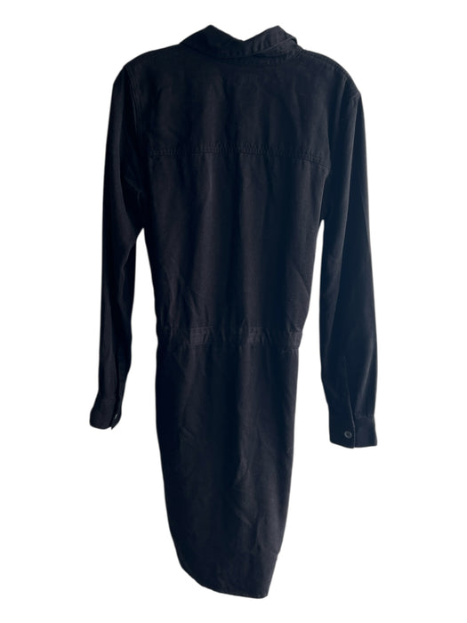 Hudson Size Est S Black Lyocell Long Sleeve Button Front Tie Waist Dress Black / Est S