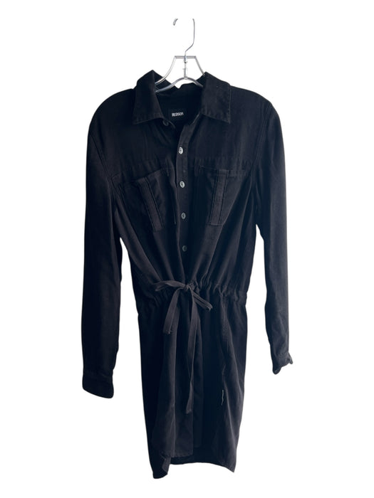 Hudson Size Est S Black Lyocell Long Sleeve Button Front Tie Waist Dress Black / Est S