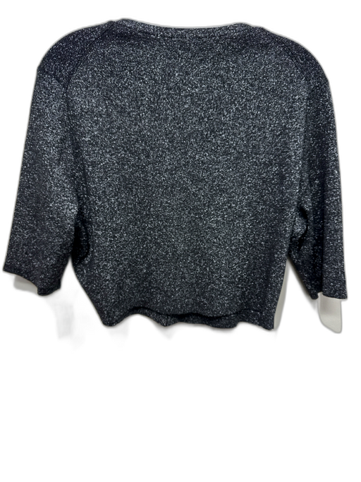 Ted Baker Size 6 Black & Silver Viscose Metallic Thread Silver Buttons Cardigan Black & Silver / 6