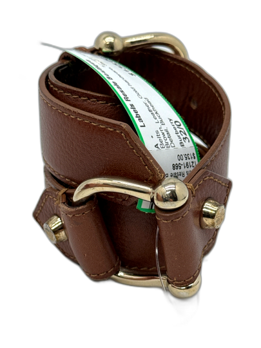 Burberry Brown Leather Gold hardware Stud Detail Belts Brown / 32/0
