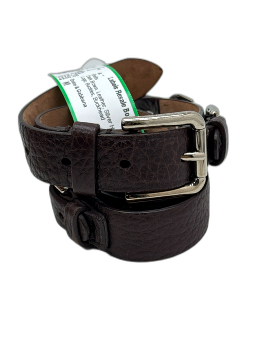 Dolce & Gabbana Dark Brown Leather Silver Hardware Logo Buckles Belts Dark Brown / M