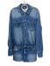 SER.O.YA Size L Blue Wash Cotton Blend Snap Button Long Sleeve Mini Dress Blue Wash / L