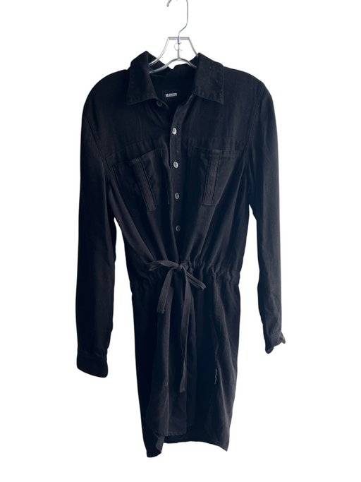 Hudson Size Est S Black Lyocell Long Sleeve Button Front Tie Waist Dress Black / Est S