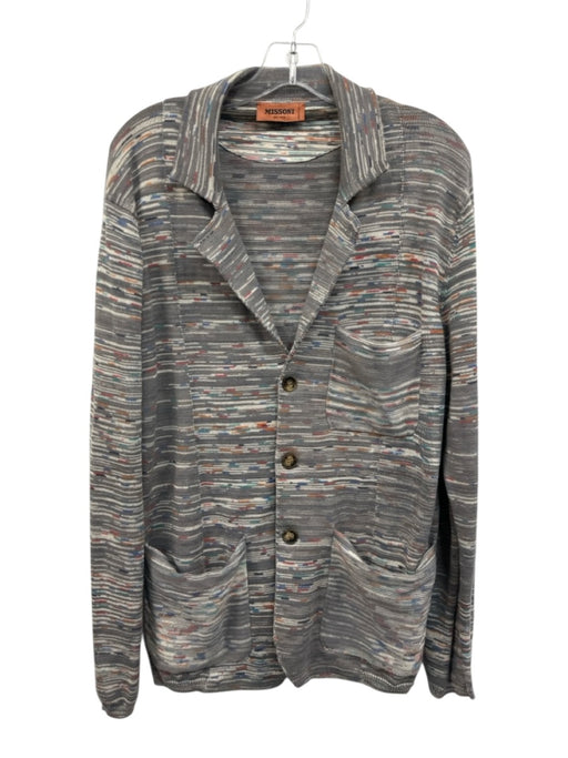 Missoni Size Est L Gray & Multi-Color Cotton All Over Print Men's Sweater Gray & Multi-Color / Est L