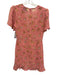Reformation Size 6 Salmon Pink Print Viscose Back Zip Floral V Neck Dress Salmon Pink Print / 6