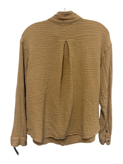 XiRENA Size M Tan Brown Cotton Button Down Long Sleeve Top Tan Brown / M